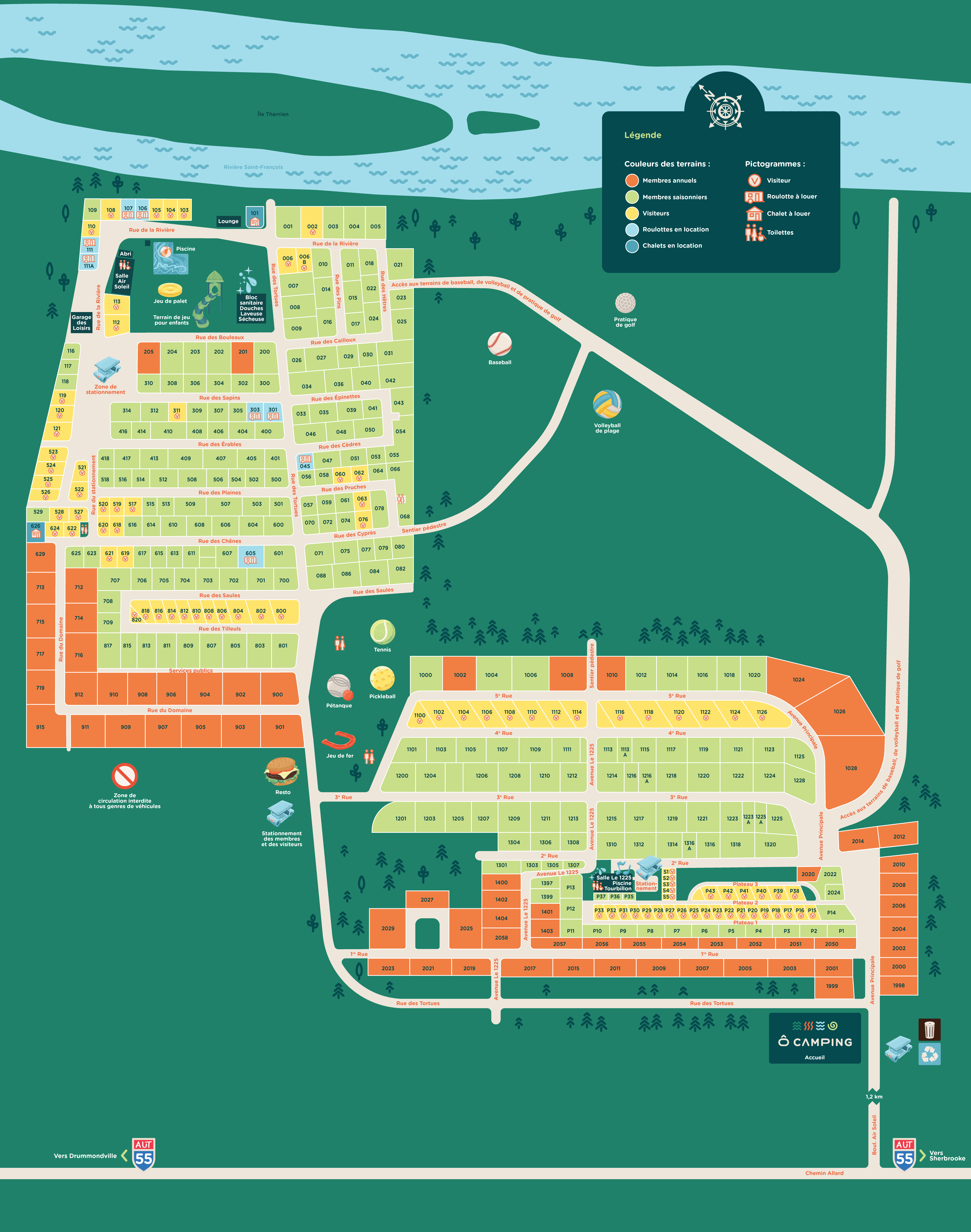 Carte-O-Camping-aventure-villegiature_web Plan des terrains Ô Camping Aventure Villégiature