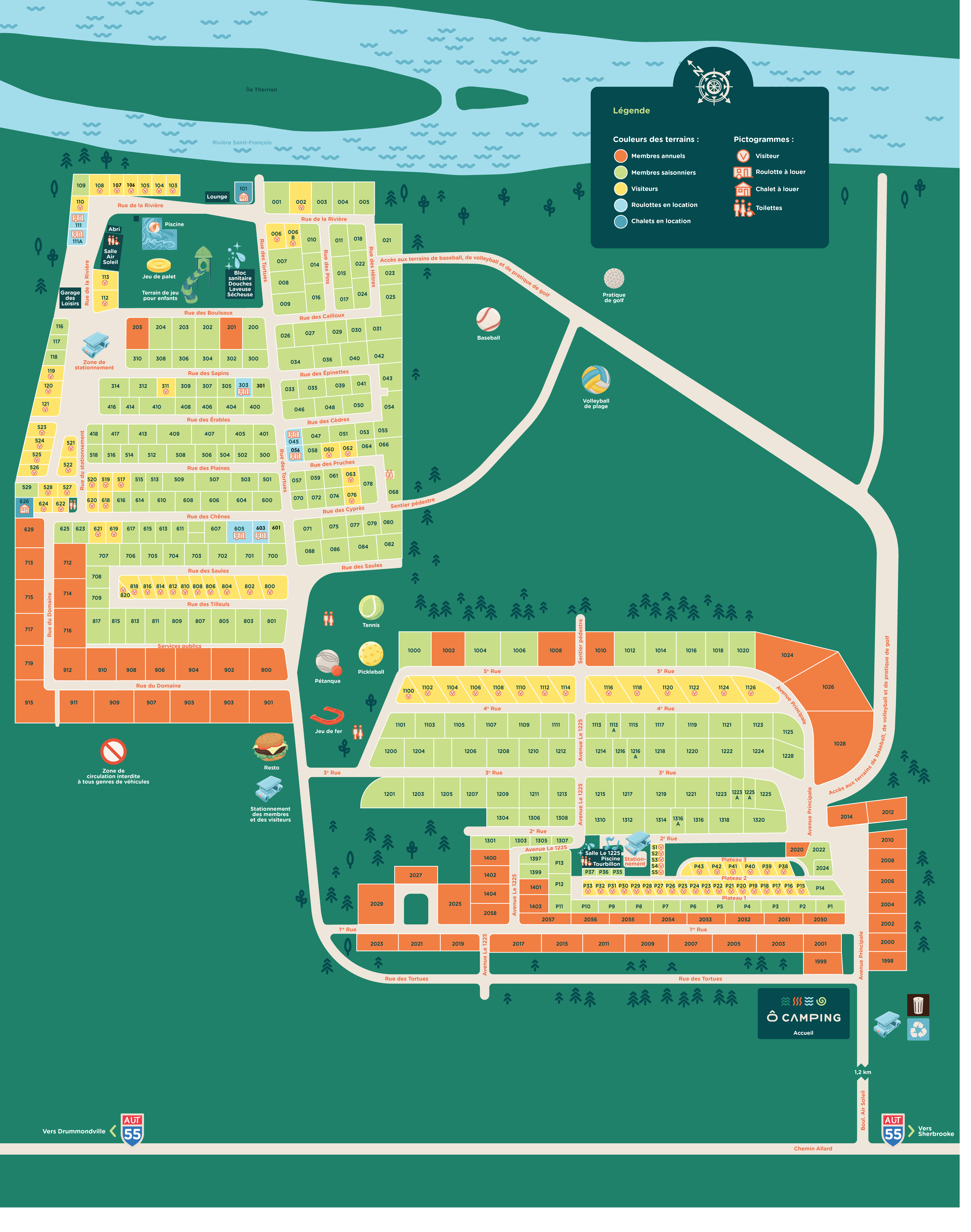 Carte-O-Camping-aventure-villegiature_web Plan des terrains Ô Camping Aventure Villégiature